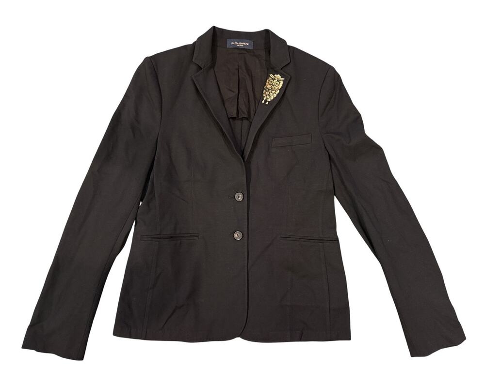 Piazza Sempione Black Blazer IT 46 US 10 Sequin Owl Embellished Made Italy